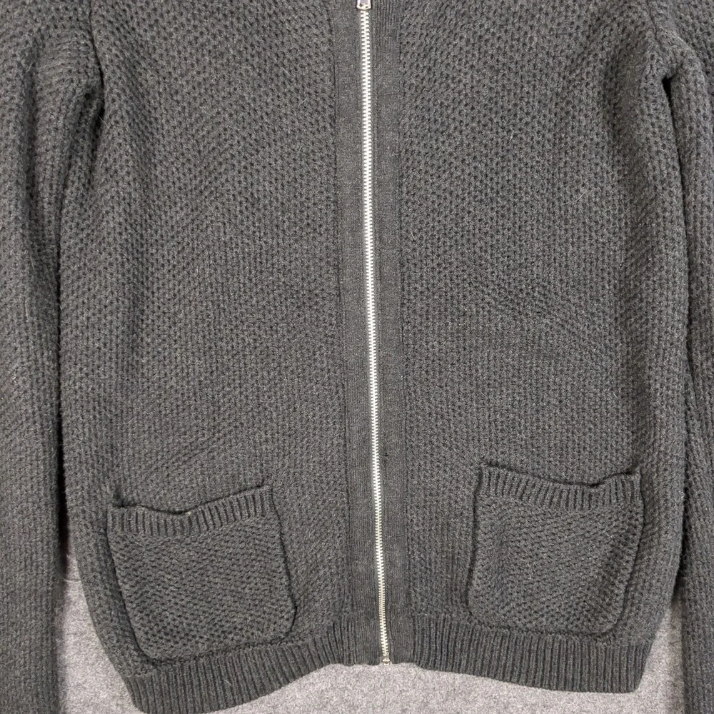 Gap Womens Medium‎ Charcoal Gray Textured Knit Full Zip V-Neck Cardigan Sweater